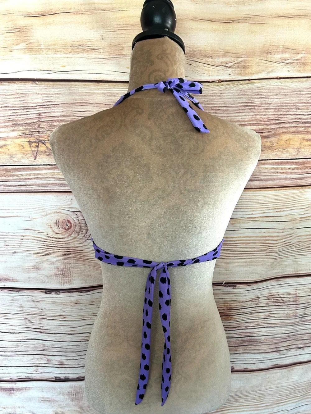 Victoria’s Secret Purple Black Polka Dot Padded Swim Bikini Top M